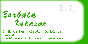 borbala kolesar business card